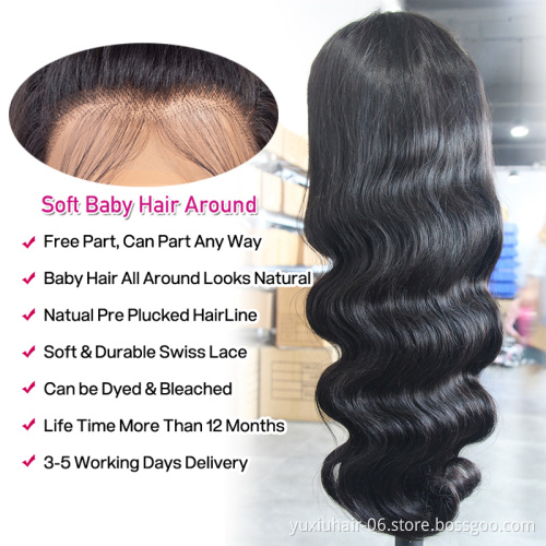 Body Wave Lace Front Human Hair Wigs Brazilian Remy Hair Natural Hairline  Wig Pre-plucked Lace Front Wigs For Black Women